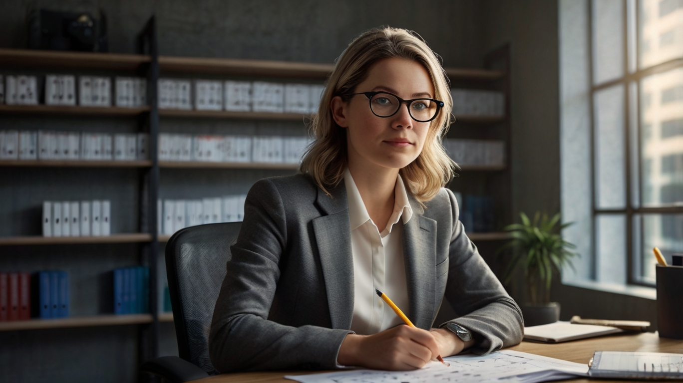 Professional accountant working at desk